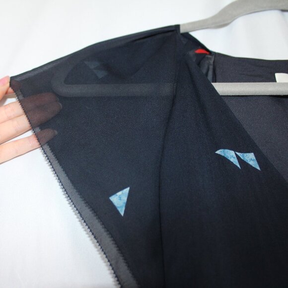 Joie NWT 100% Silk Navy Colorful Layered Cocktail Midi Dress Sheer Ruffles 8 M - Picture 4 of 13